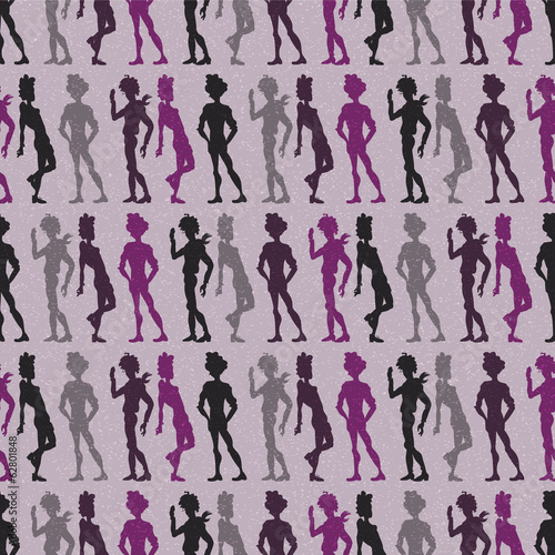 Seamless pattern with people silhouettes