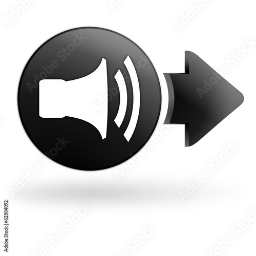 haut parleur son et volume sur bouton noir