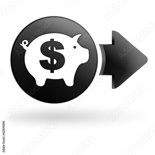 épargne dollars sur bouton noir