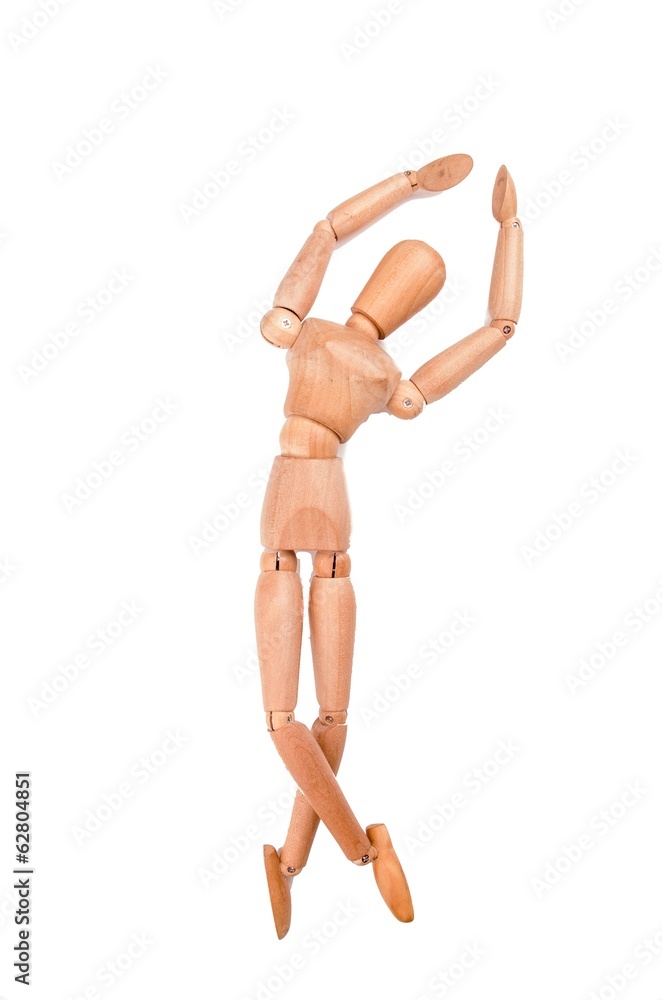 dancing wood model figure on a white background dancing wood model figure on a white background