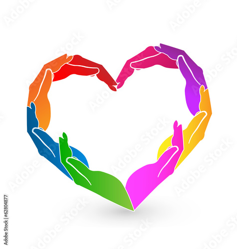 Hands heart charity logo vector