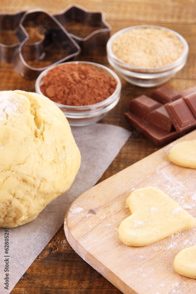 Making cookies on wooden background Making cookies on wooden background