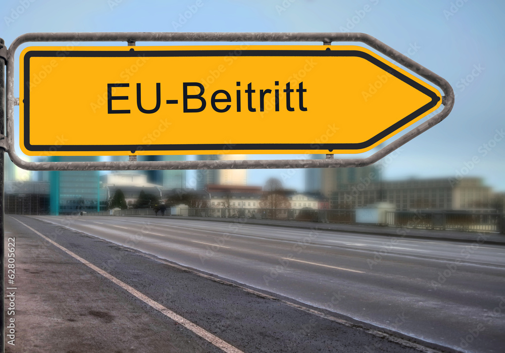 Obraz premium Strassenschild 14 - EU-Beitritt