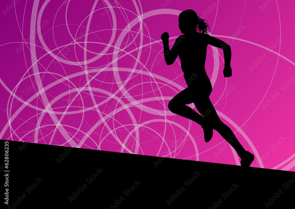 Active women sport athletics running silhouettes illustration ab
