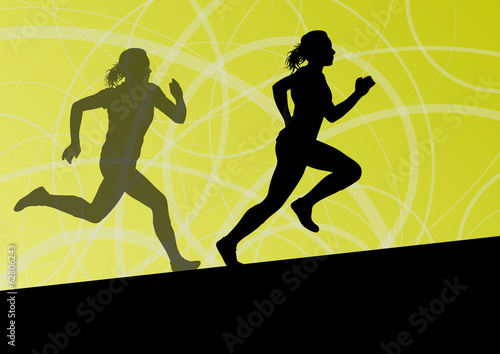 Active women sport athletics running silhouettes illustration ab © kstudija