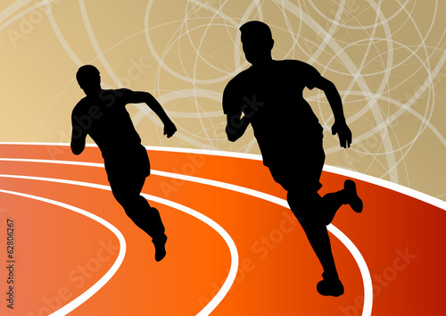 Active men runner sport athletics running silhouettes illustrati