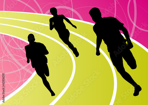 Active men runner sport athletics running silhouettes illustrati