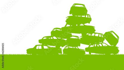 Junkyard, waste, dump green ecology background concept waste man