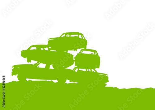 Junkyard, waste, dump green ecology background concept waste man