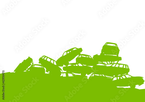 Junkyard, waste, dump green ecology background concept waste man