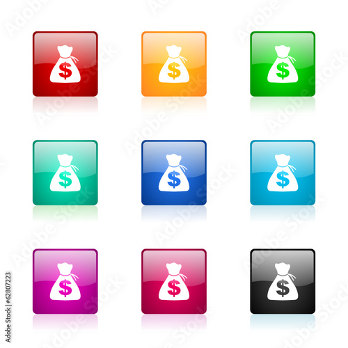 money vector icons colorful set