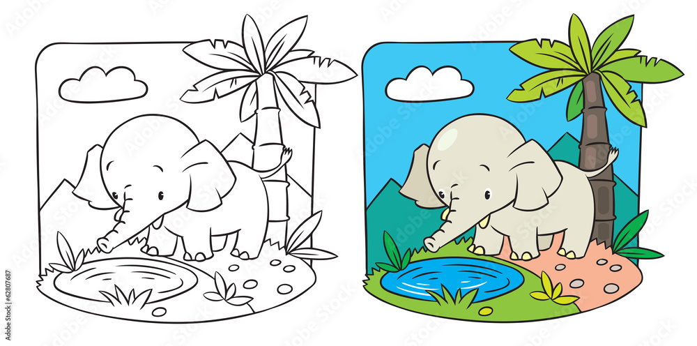 Fototapeta premium Elephant. Coloring book