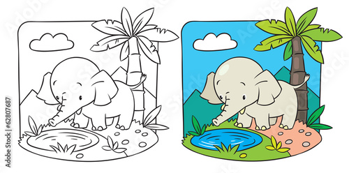 Elephant. Coloring book