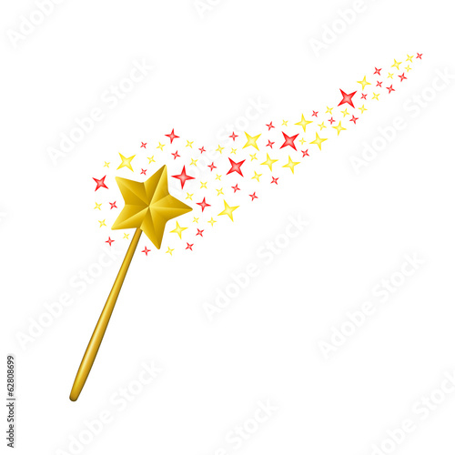 Magic wand with coloured stars