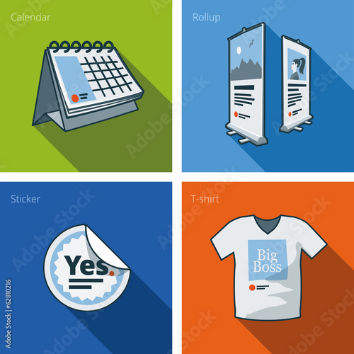 Printouts icon set in cartoon style