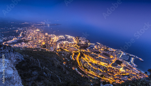 Aerial View on Monaco Monte Carlo by night