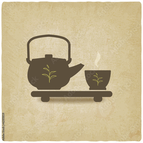 tea ceremony old background - vector illustration