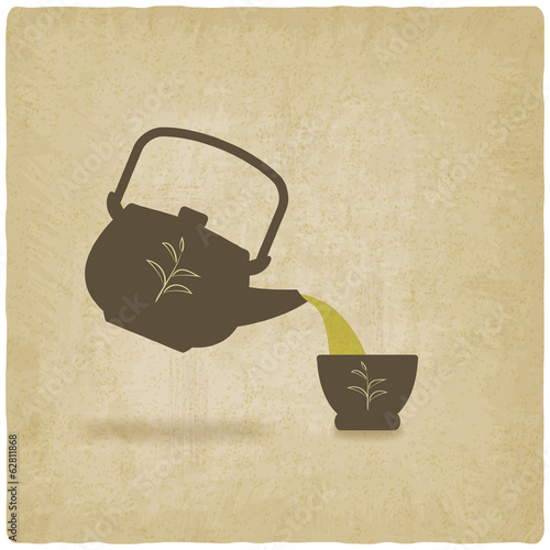 tea ceremony old background - vector illustration