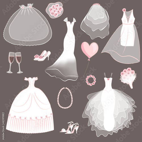 wedding dresses set - vector illustration