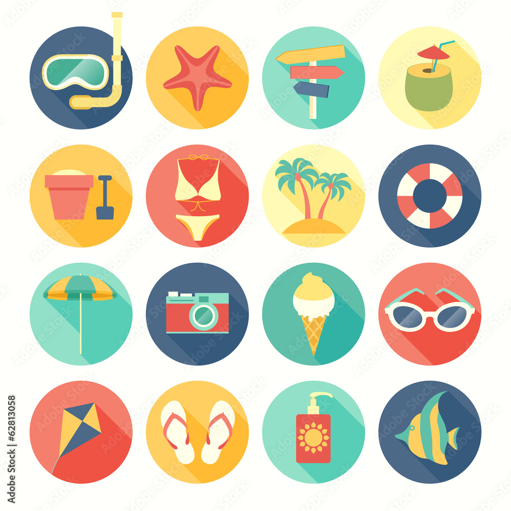 Fototapeta premium Beach icons set.