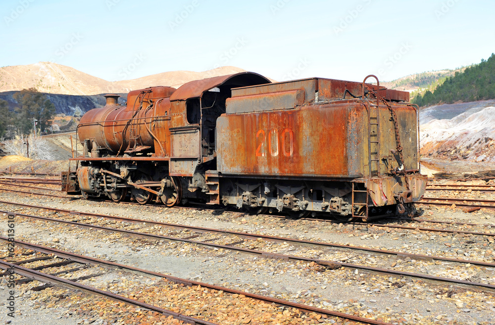 Old steam locomotive abandoned, mines of Rio Tinto, España