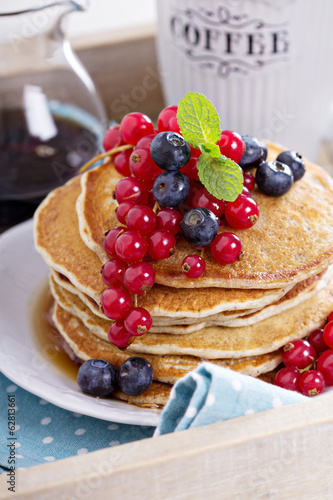 Vegan pancakes with mixed berries