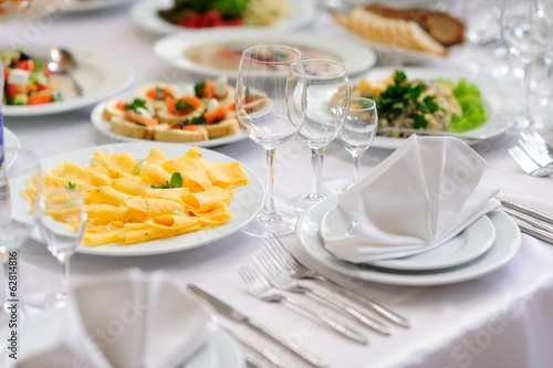 table set service with silverware and glass