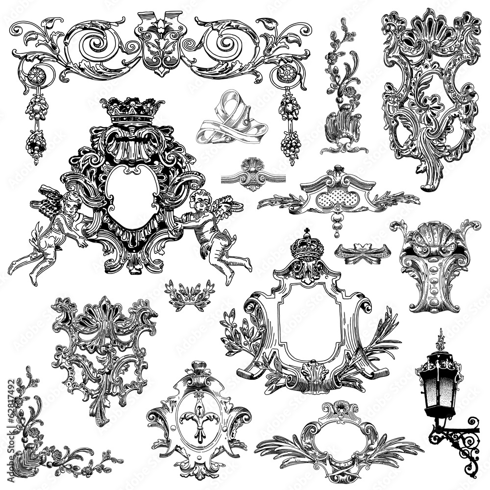 Obraz premium vintage sketch calligraphic drawing of heraldic design element
