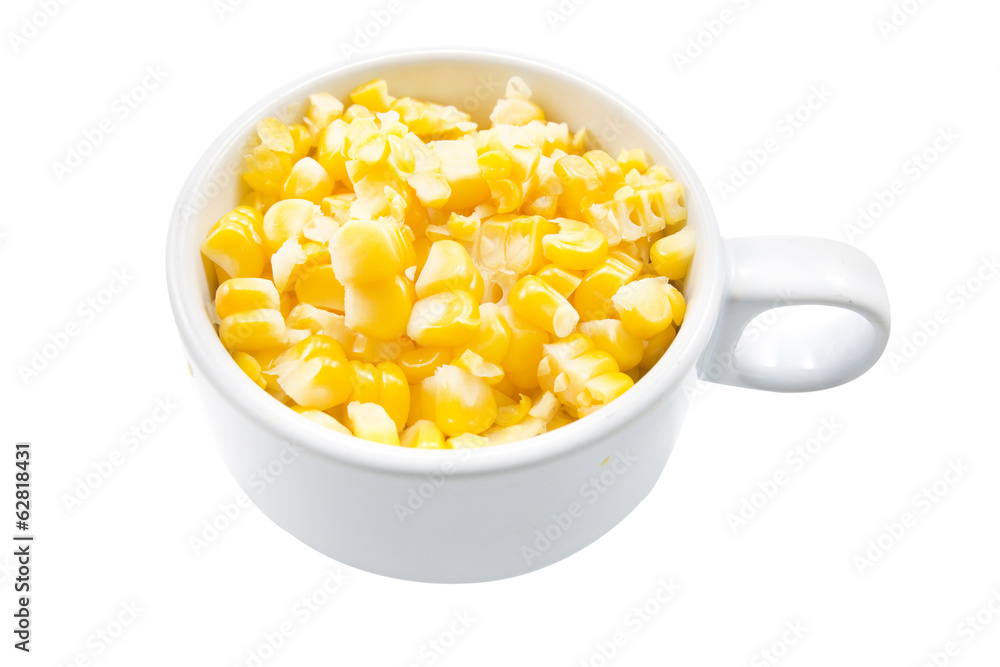 Boiled corn cobs isolated on white background Boiled corn cobs isolated on white background