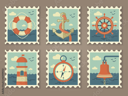 retro marine stamps