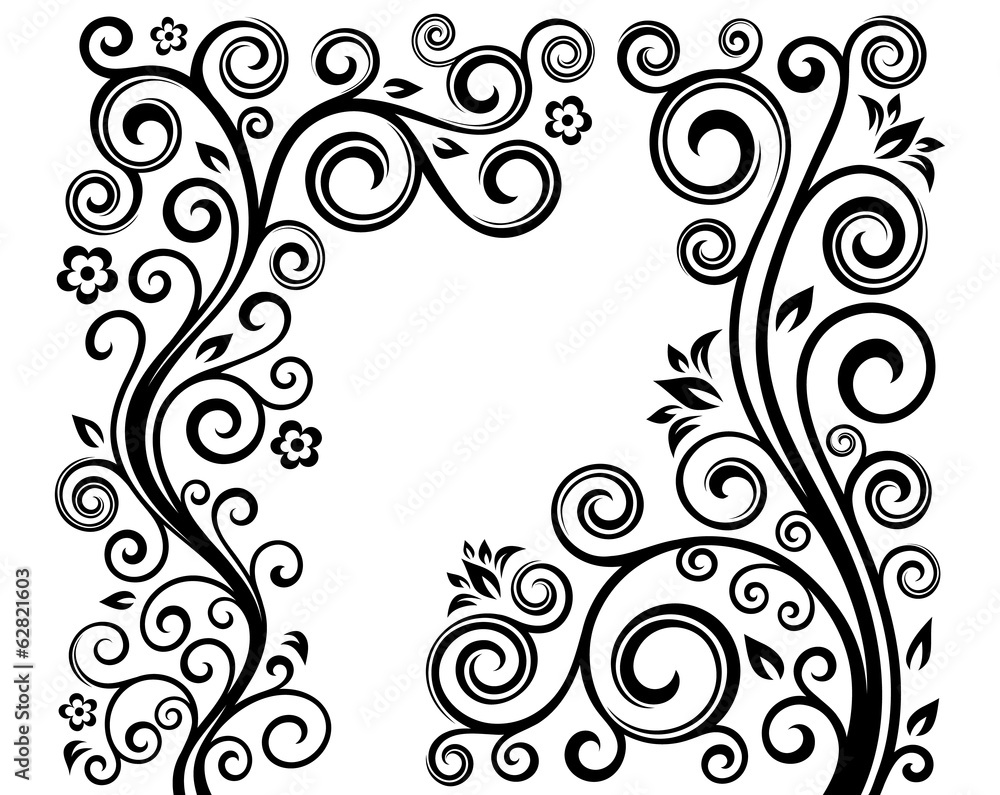 Set of two vector floral illustrations. Set of two vector floral illustrations.