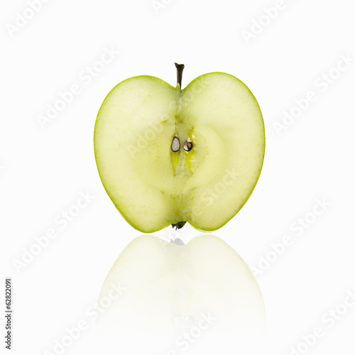 Cross section of an apple, cut in half.  photo