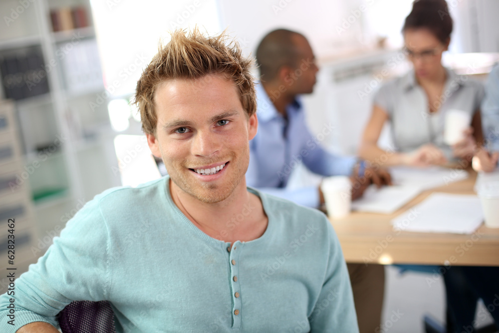 Fototapeta premium Closeup of young man in business class