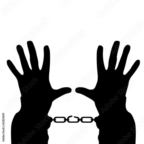 hands in handcuffs vector silhouette illustration