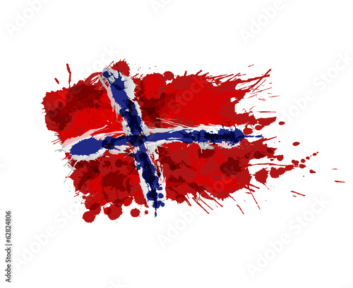 Norwegian flag made of colorful splashes
