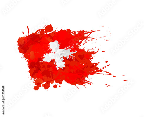 Obraz na płótnie Szwajcarska flaga wykonana z kolorowych plam