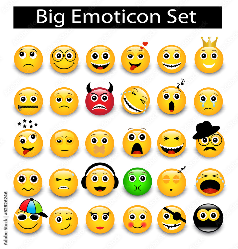 large Set a round yellow emoticons large Set a round yellow emoticons