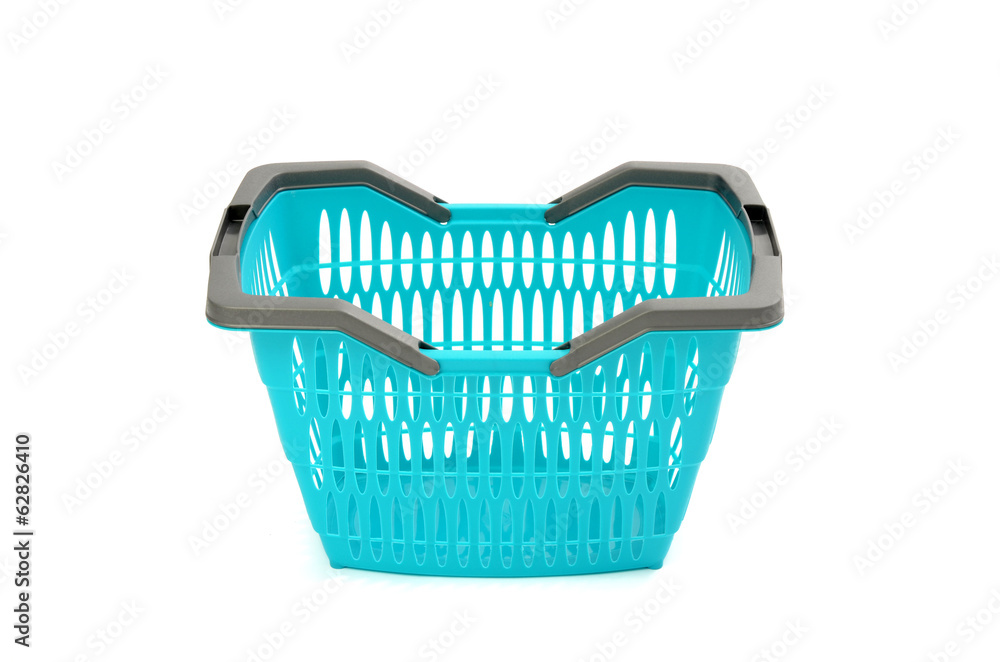 Blue plastic shopping bascket isolated on white. Blue plastic shopping bascket isolated on white.
