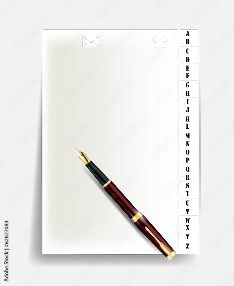 notebook page with alphabet and pen with gold nib notebook page with alphabet and pen with gold nib