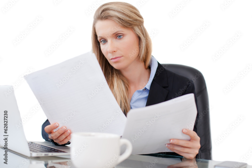 Beautiful young businesswoman using laptop Beautiful young businesswoman using laptop
