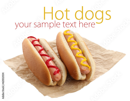 фотографія Tasty hot dogs isolated on white