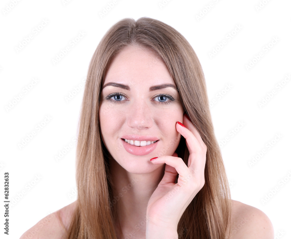Portrait of pretty girl isolated on white Portrait of pretty girl isolated on white