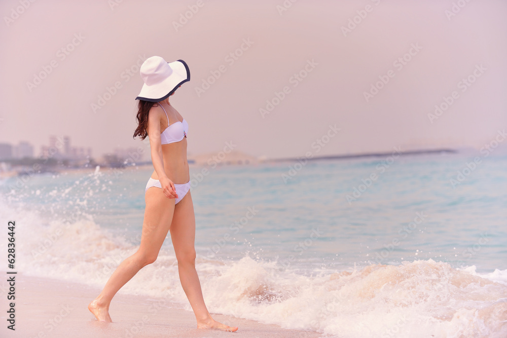 happy woman enjoy summer vacation happy woman enjoy summer vacation