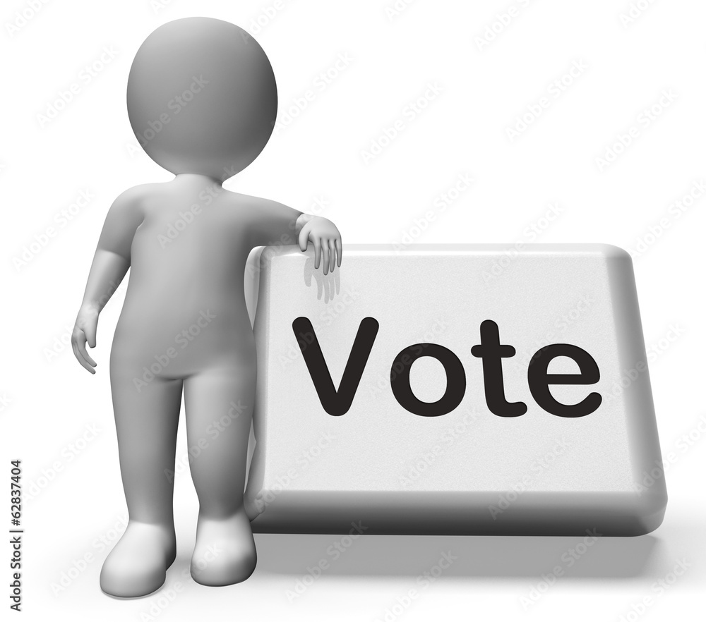 Vote Button With Character Shows Options Voting Or Choice Vote Button With Character Shows Options Voting Or Choice