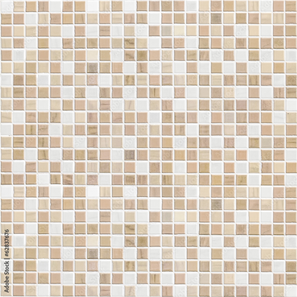 delicate color brown mosaic tile wall - obrazy, fototapety, plakaty 