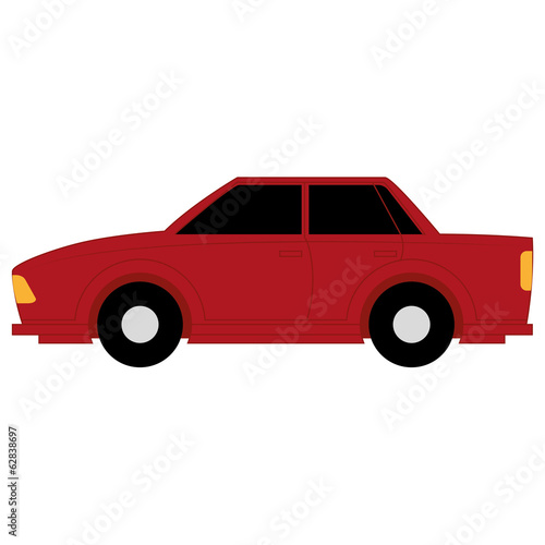 Vector Cartoon Simple Car On White Background