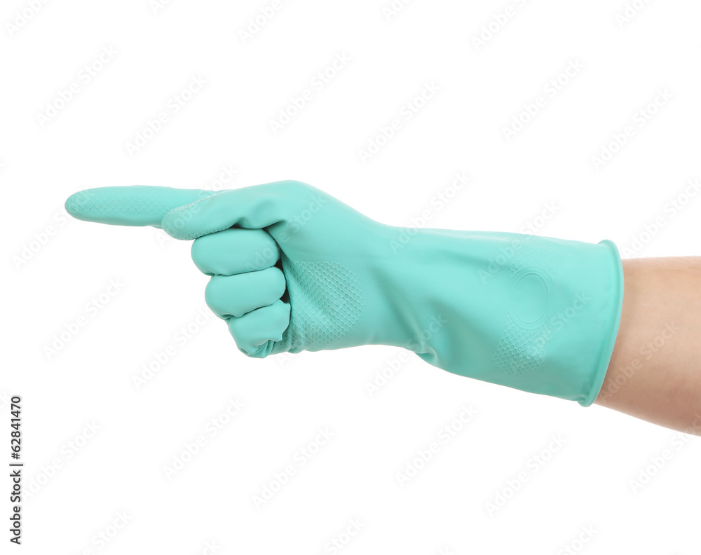 Hand shows one in rubber glove. Hand shows one in rubber glove.