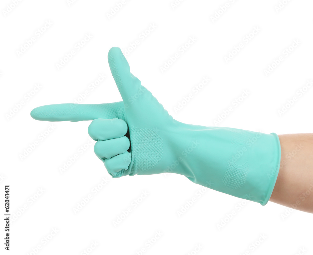 Hand in work glove like a gun. Hand in work glove like a gun.