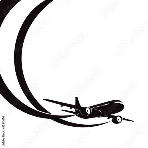 Airplane's silhouette on white background.