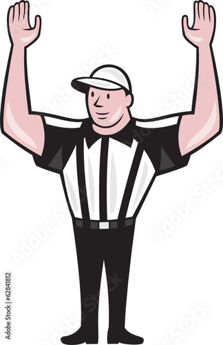American Football Referee Touchdown Cartoon